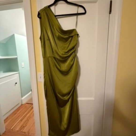 MANGO Asymmetrical Satin Dress with Side Slits - Picture 2 of 3
